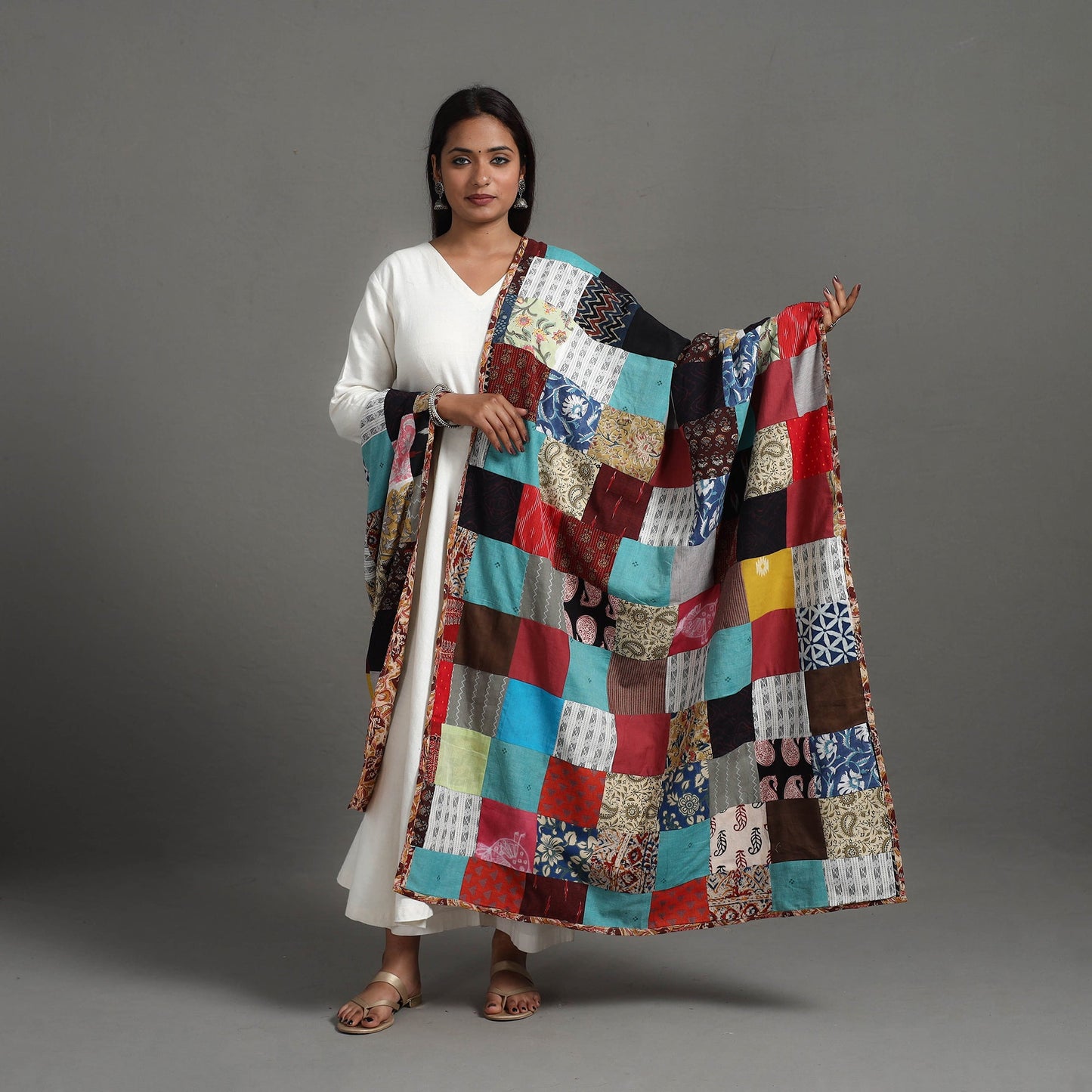 Multicolor - reversible cotton patchwork dupatta 02