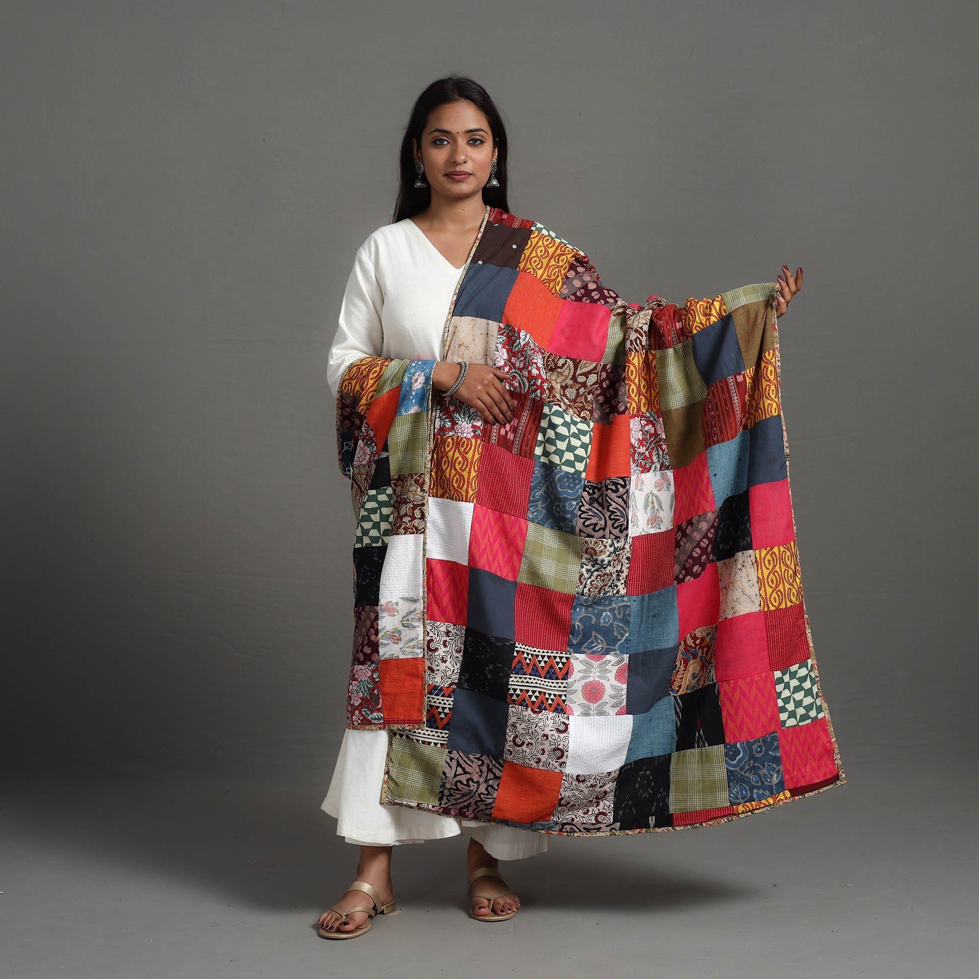 Multicolor - reversible cotton patchwork dupatta 04