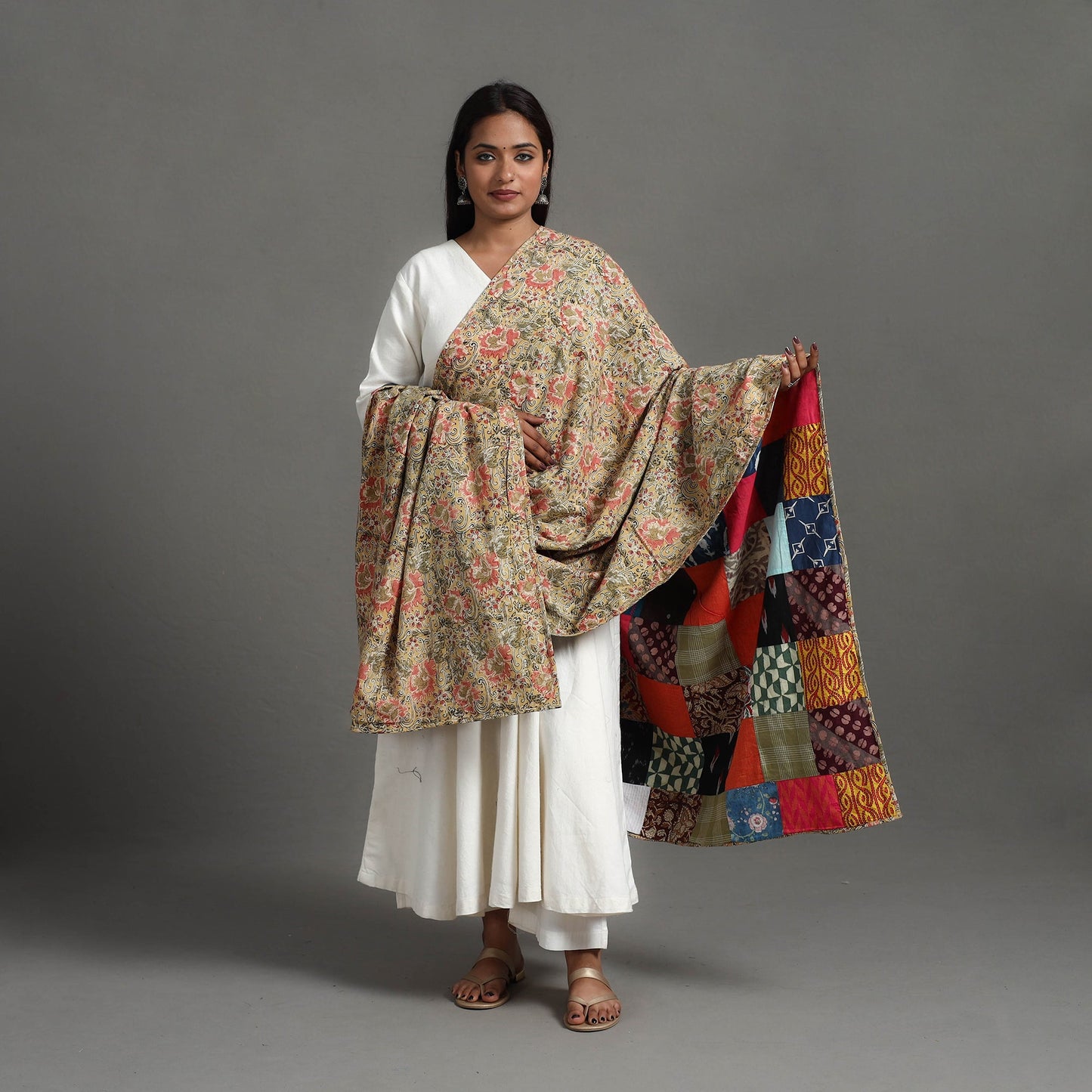 Multicolor - reversible cotton patchwork dupatta 04