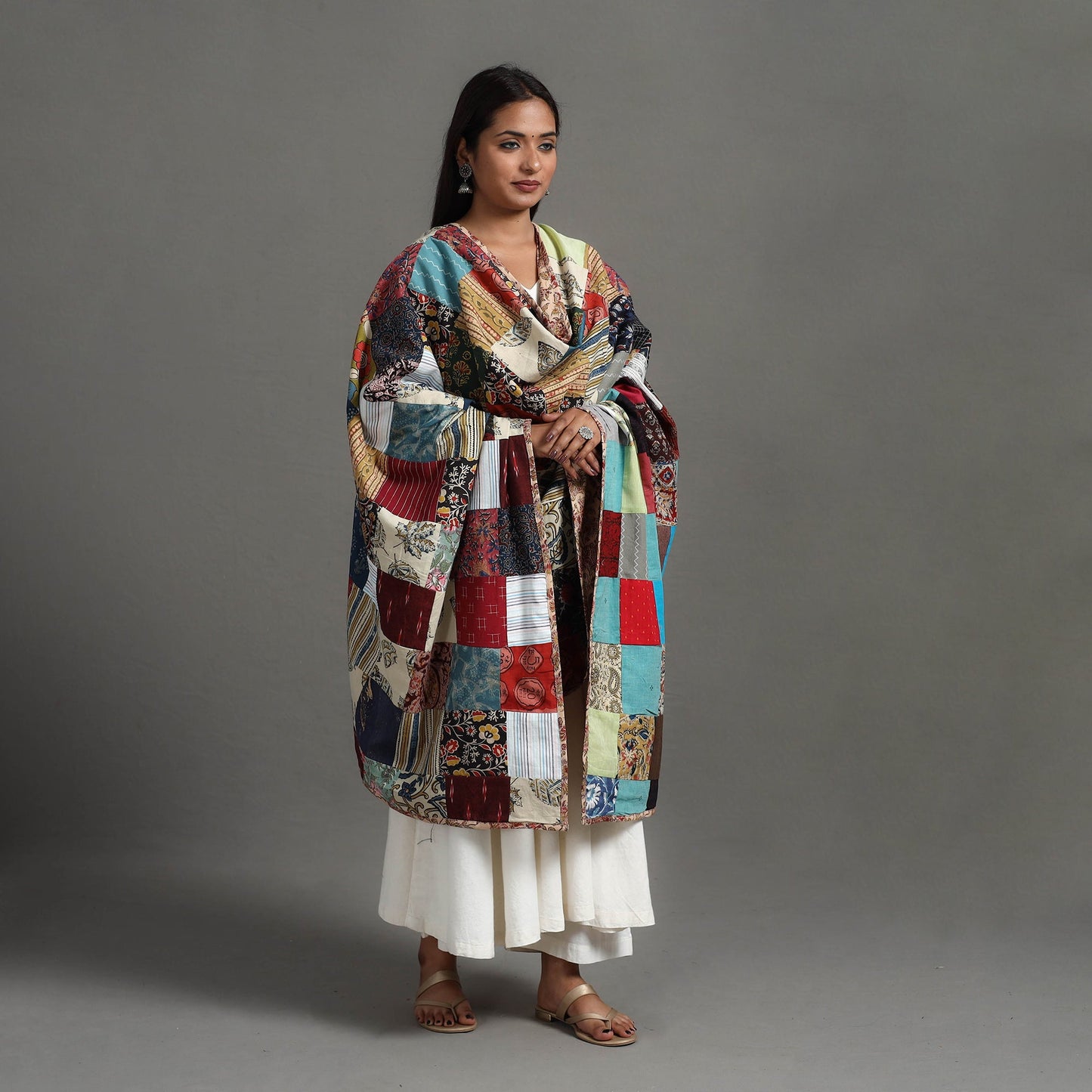 Multicolor - reversible cotton patchwork dupatta 05