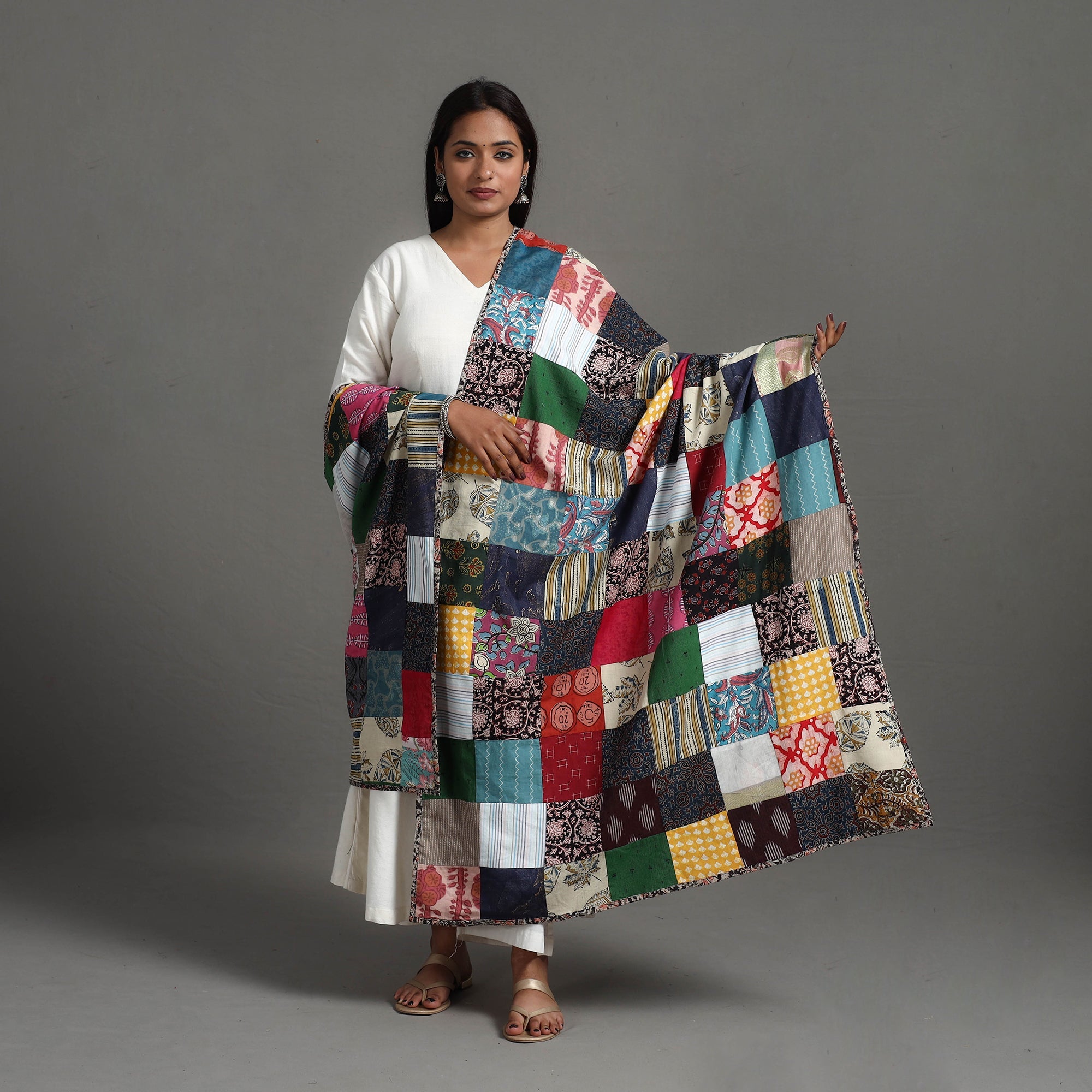 Multicolor - reversible cotton patchwork dupatta 08