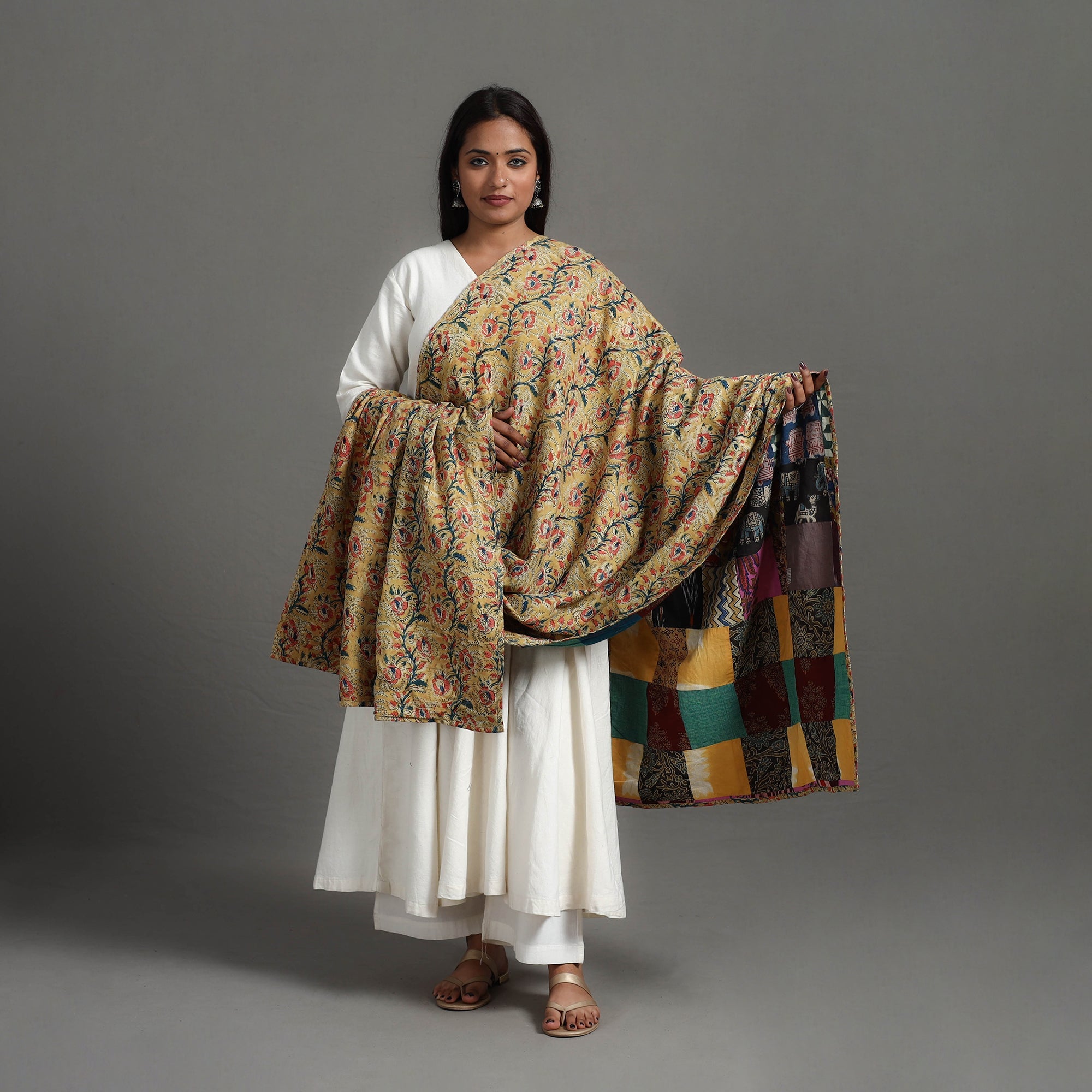 Multicolor - reversible cotton patchwork dupatta 09