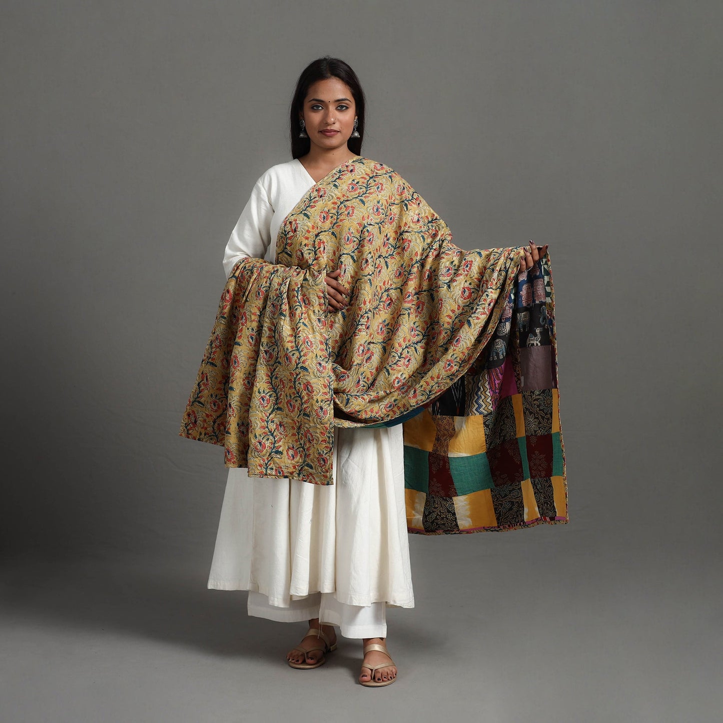 Multicolor - reversible cotton patchwork dupatta 09