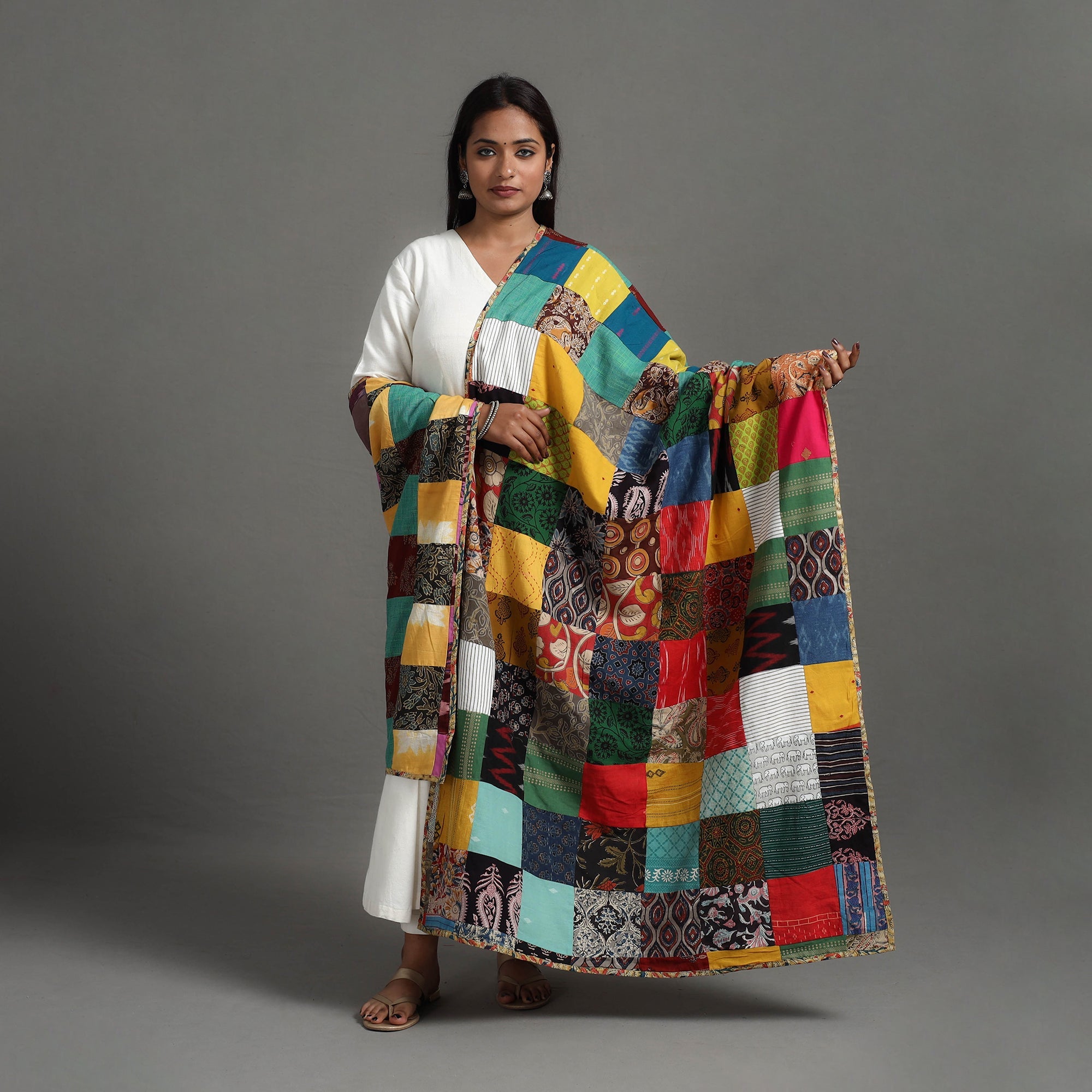 Multicolor - reversible cotton patchwork dupatta 09