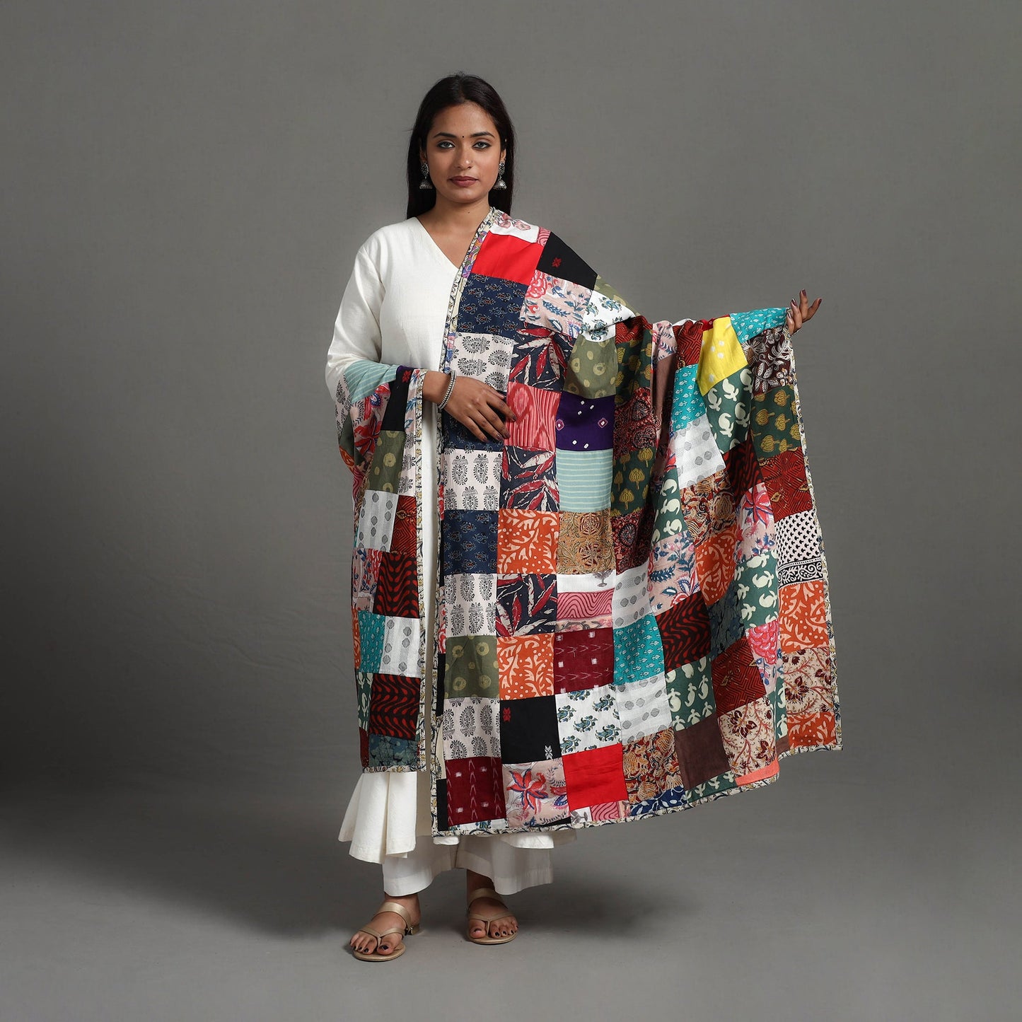 Multicolor - reversible cotton patchwork dupatta 10
