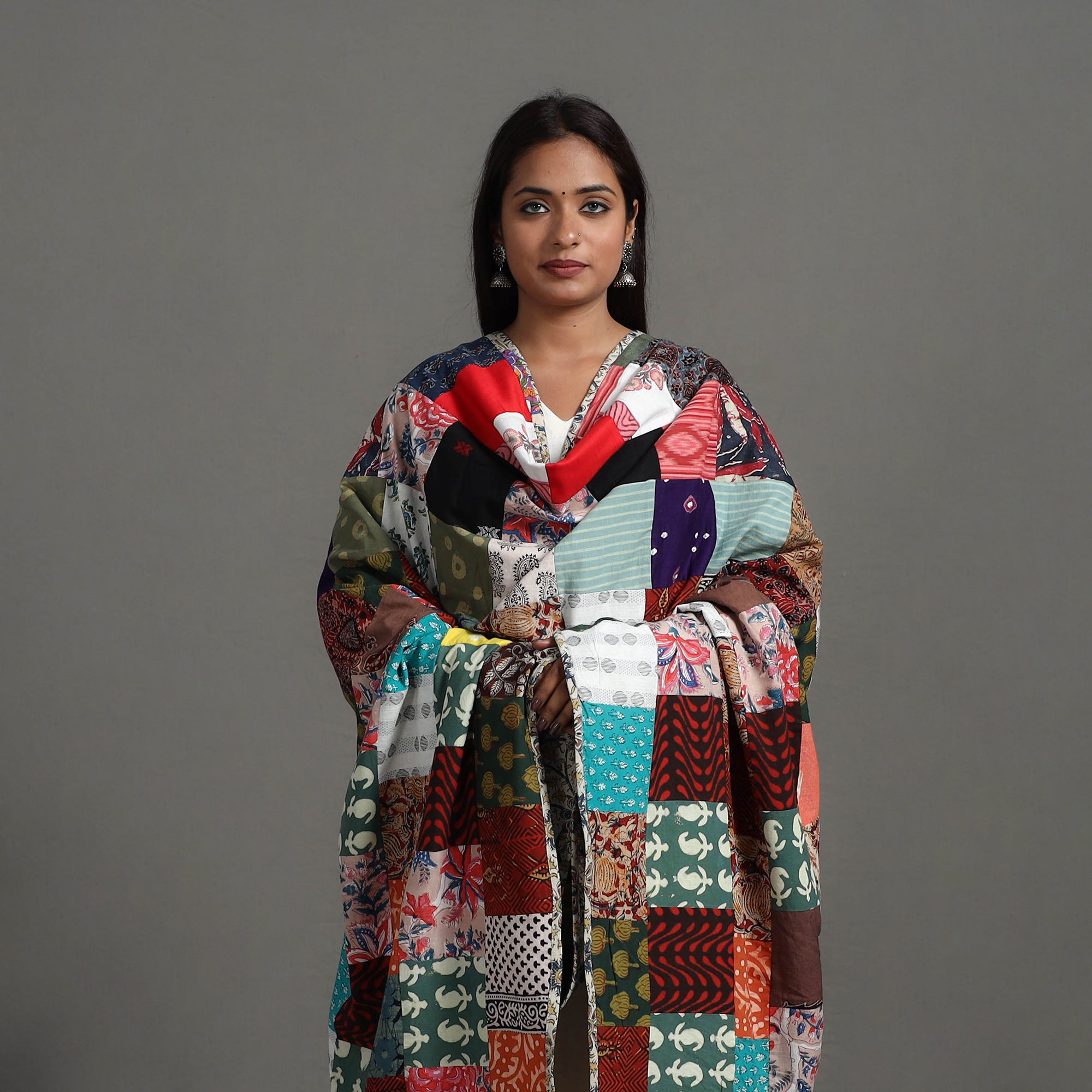 Multicolor - reversible cotton patchwork dupatta 10