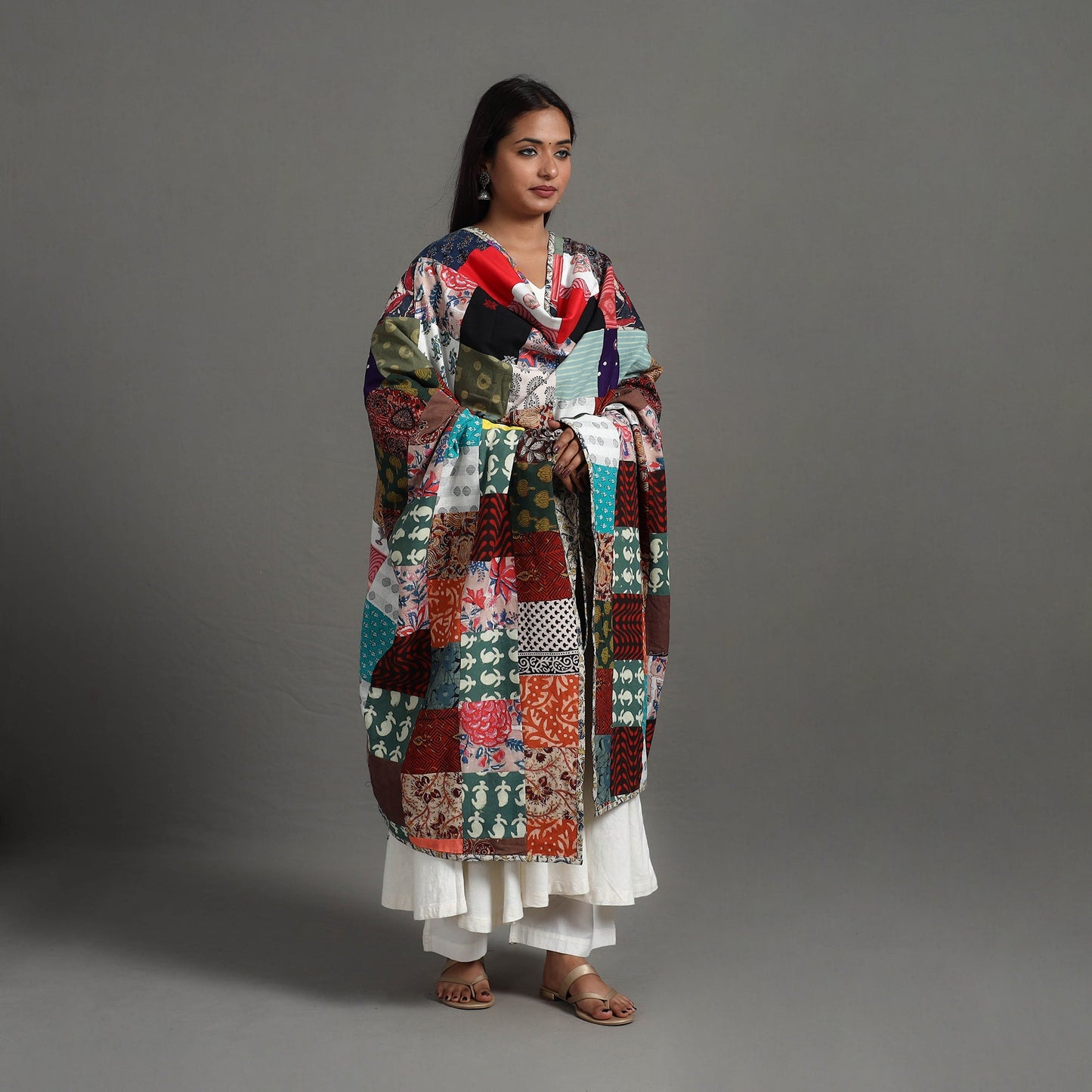 Multicolor - reversible cotton patchwork dupatta 10