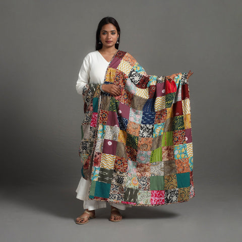 Multicolor - reversible cotton patchwork dupatta 12
