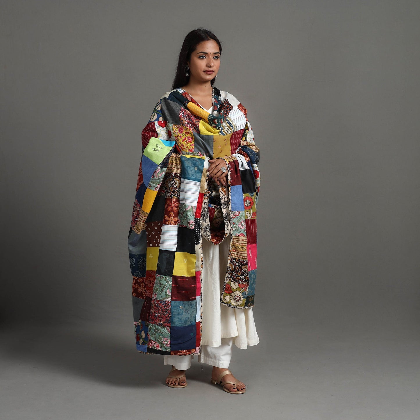 Multicolor - Reversible Block Print Cotton Patchwork Dupatta 13