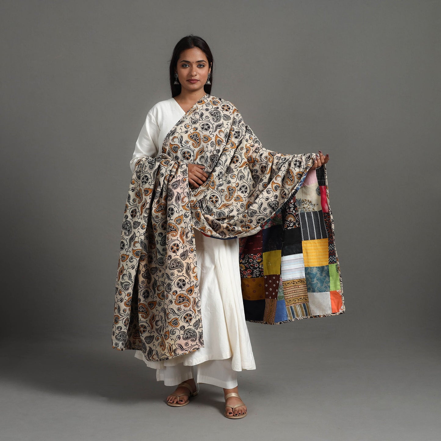 Multicolor - Reversible Block Print Cotton Patchwork Dupatta 13