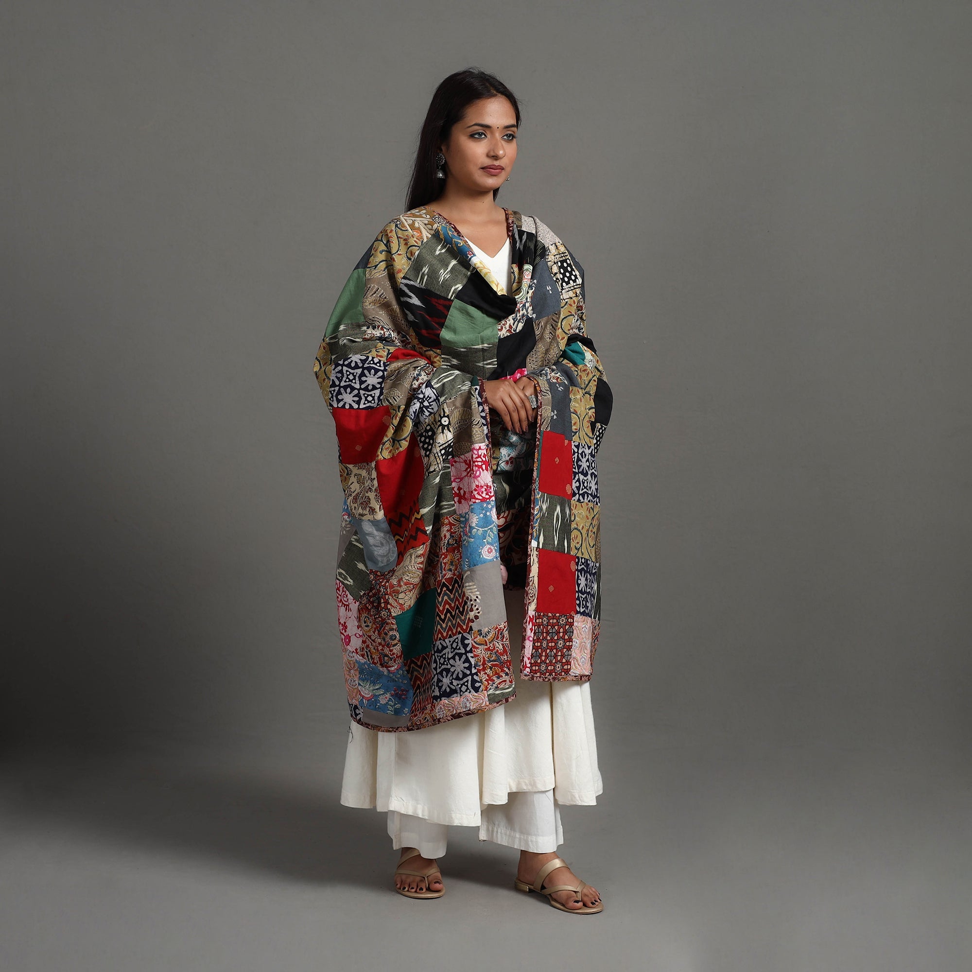 Multicolor - reversible cotton patchwork dupatta 14