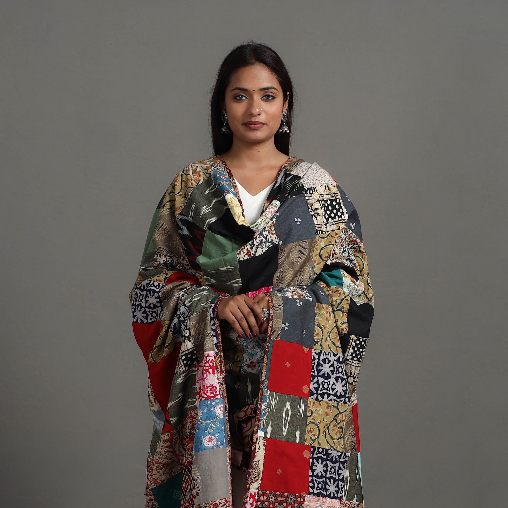 Multicolor - reversible cotton patchwork dupatta 14