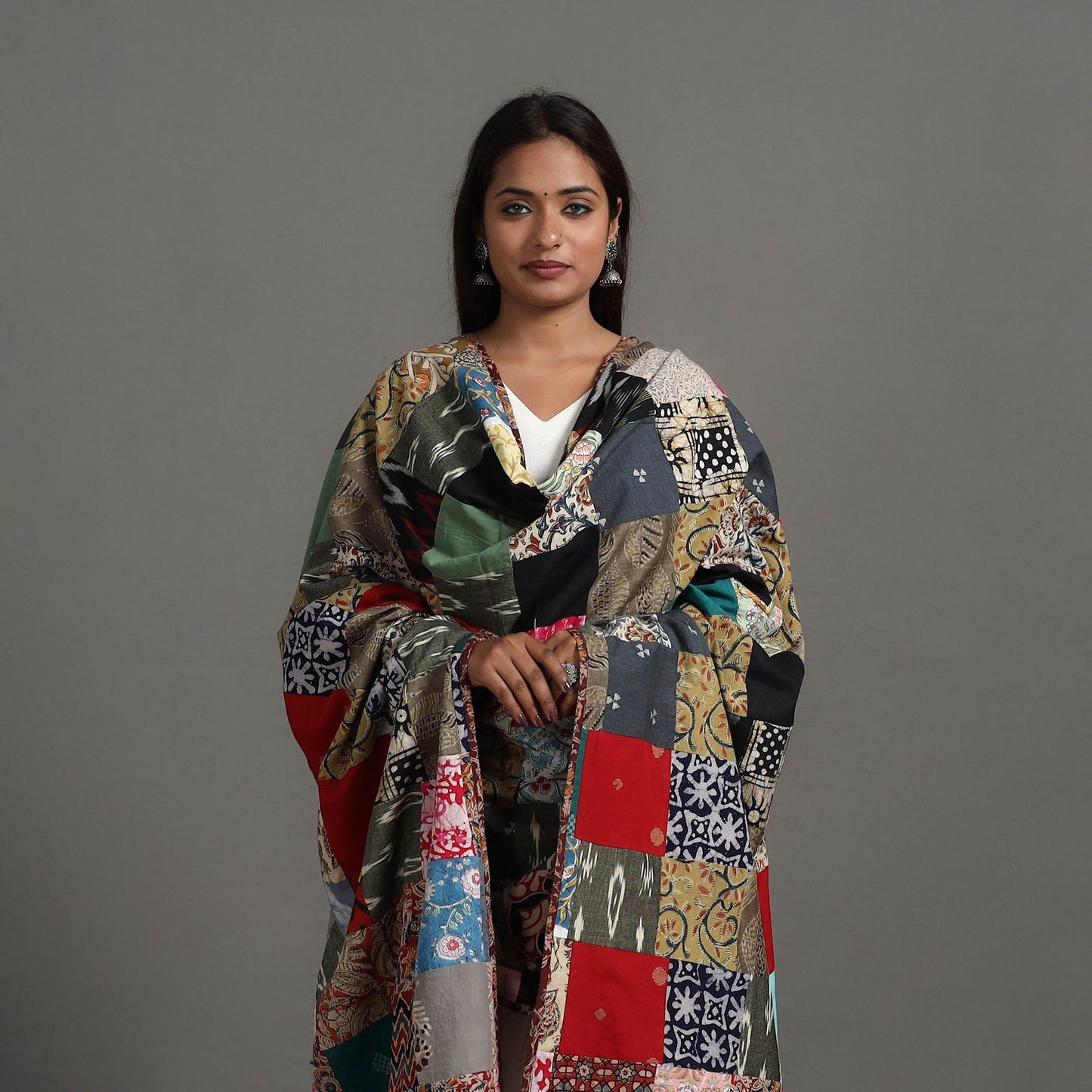 Multicolor - reversible cotton patchwork dupatta 14