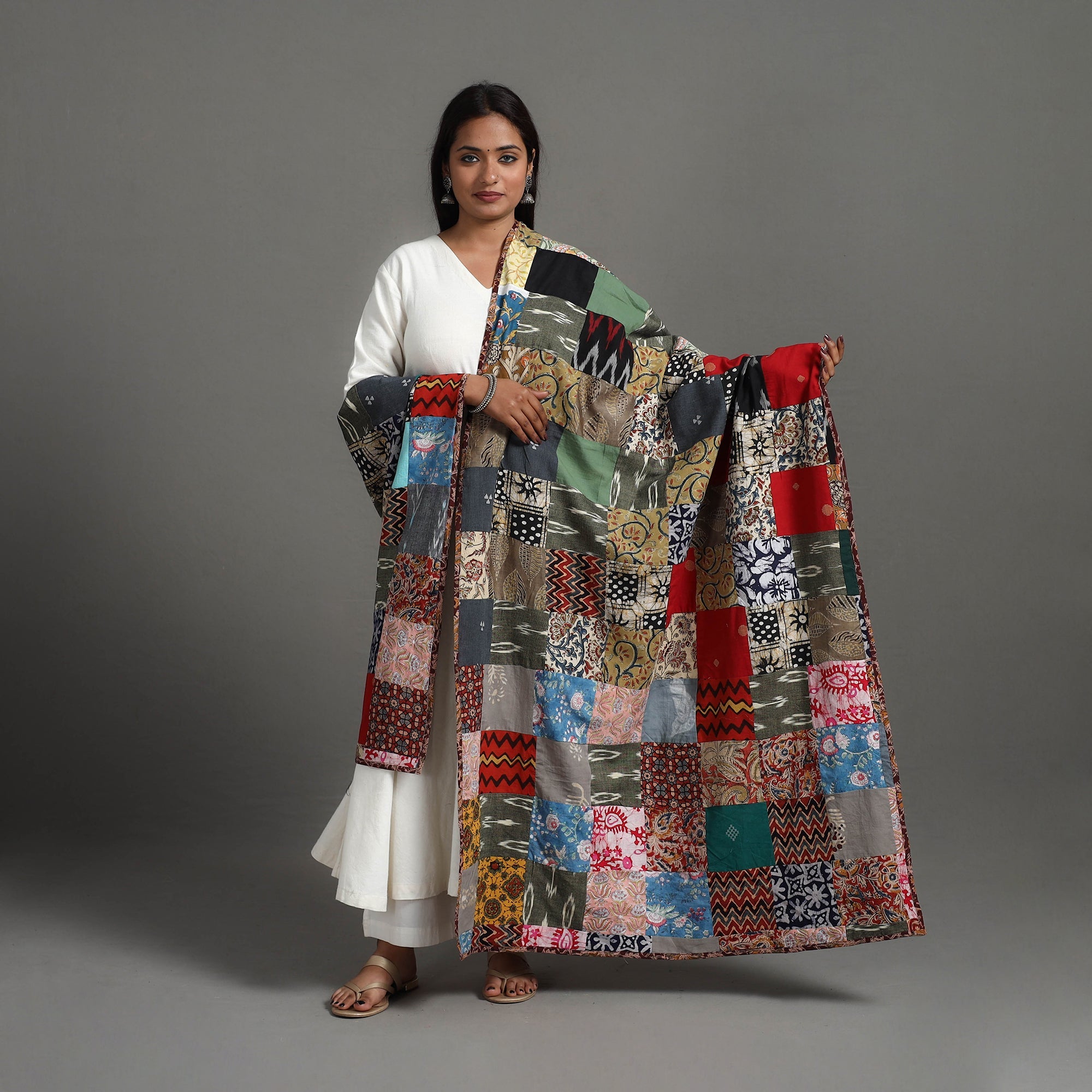 Multicolor - reversible cotton patchwork dupatta 14