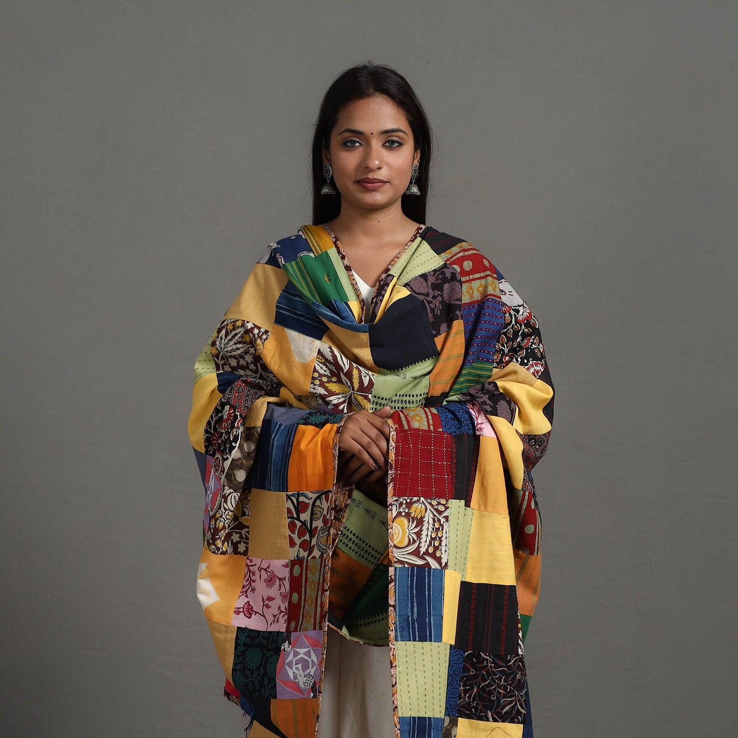 Multicolor - reversible cotton patchwork dupatta 15