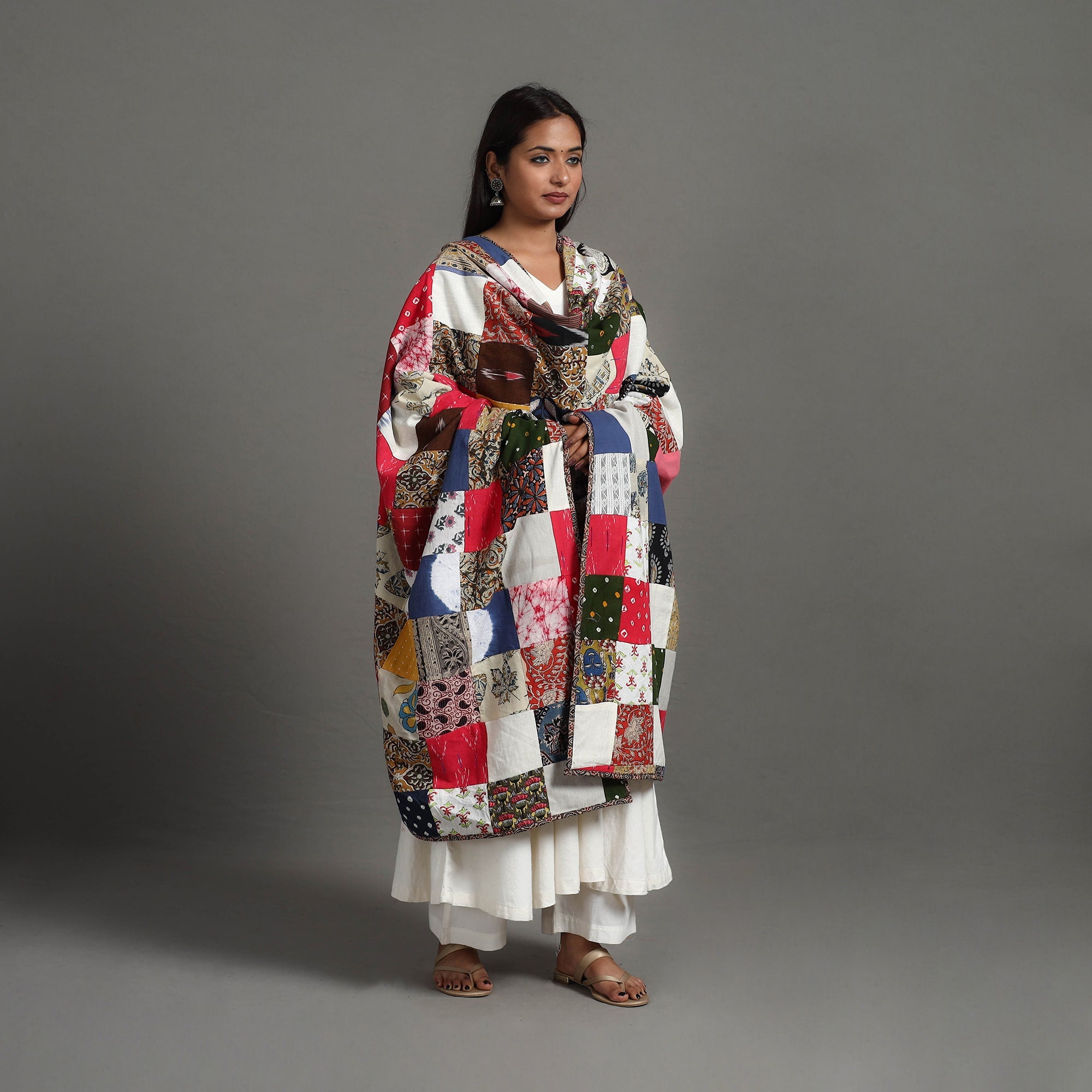 Multicolor - reversible cotton patchwork dupatta 18