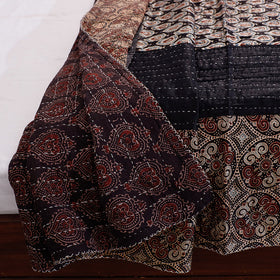  Reversible Kutch Tagai Work Mashru Silk Double Bed Cover / Quilt 