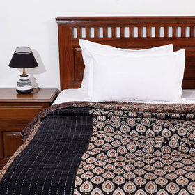 Reversible Kutch Tagai Work Mashru Silk Double Bed Cover / Quilt 