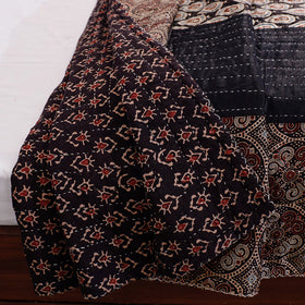  Reversible Kutch Tagai Work Mashru Silk Double Bed Cover / Quilt 