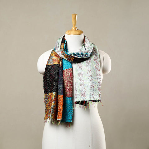 Multicolor - reversible patchwork silk bengal kantha stitch