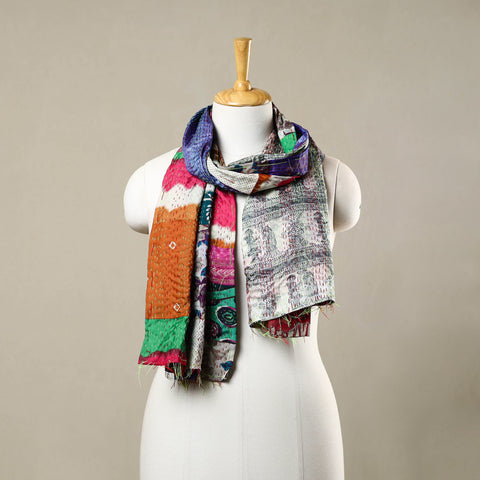 Multicolor - reversible patchwork silk bengal kantha stitch