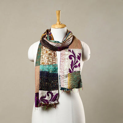 Multicolor - reversible patchwork silk bengal kantha stitch