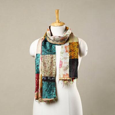 Multicolor - reversible patchwork silk bengal kantha stitch