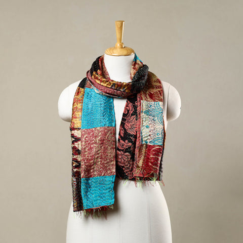 Multicolor - reversible patchwork silk bengal kantha stitch