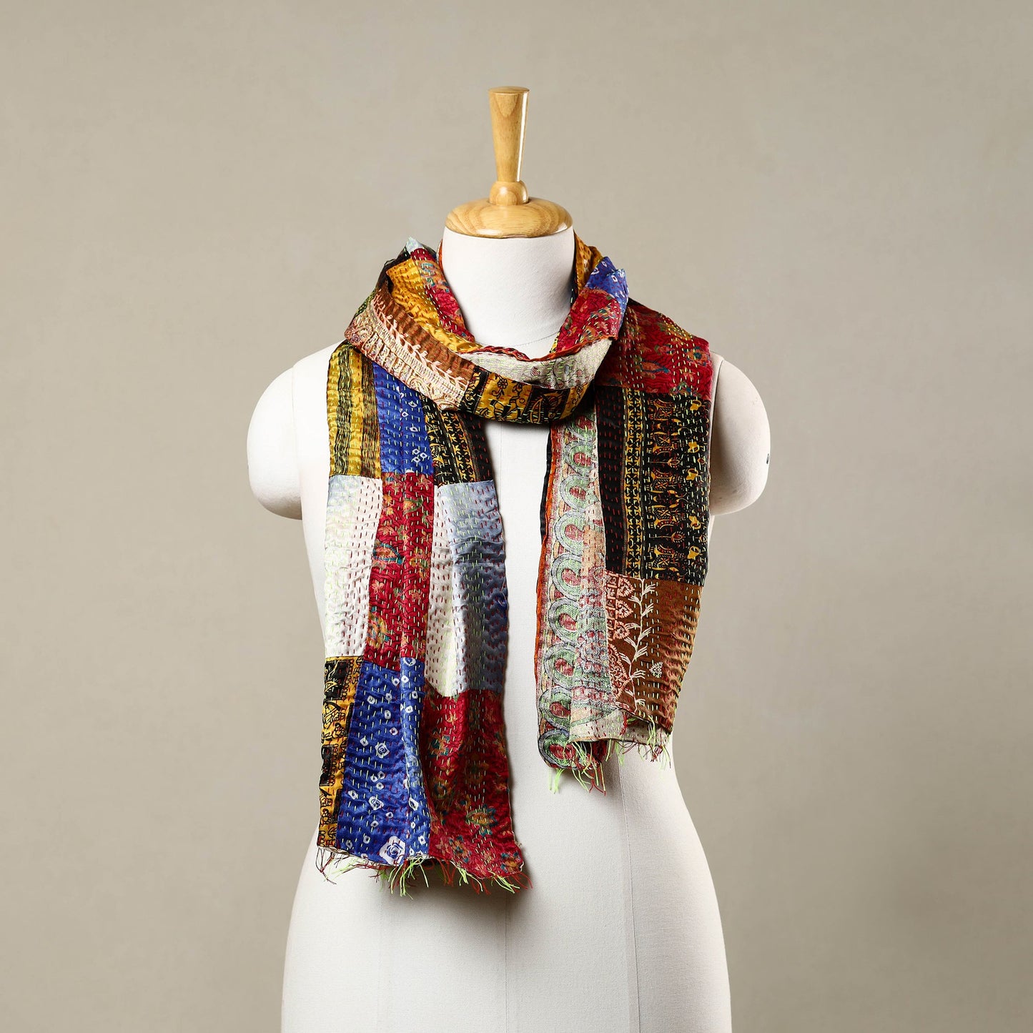  Reversible Silk Bengal Kantha Stole 