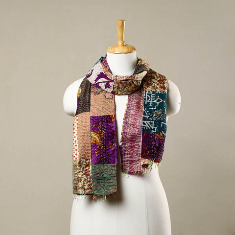 Multicolor - reversible patchwork silk bengal kantha stitch