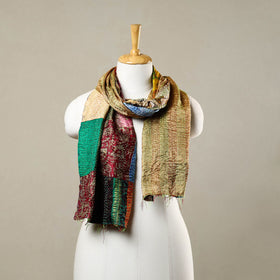 Buy Multicolor Reversible Silk Bengal Kantha Stole Online