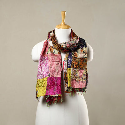  Multicolor Reversible Silk Bengal Kantha Stole Online