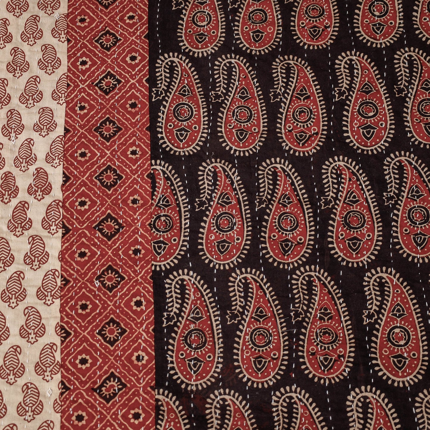  Reversible Ajrakh Printed Patch With Tagai Cotton Gudri / AC Quilt 