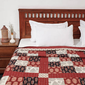  Reversible Ajrakh Printed Patch With Tagai Cotton Gudri / AC Quilt 