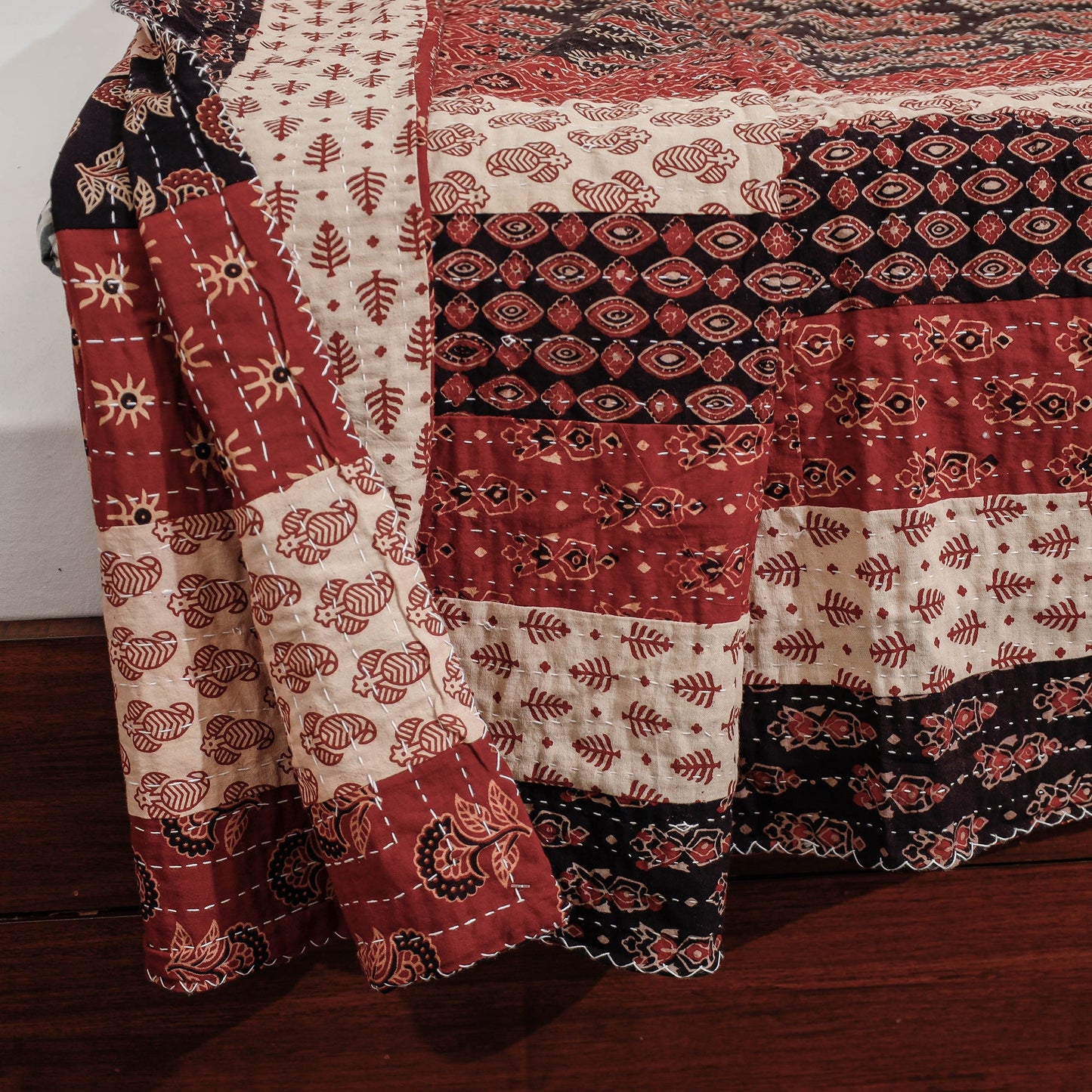  Reversible Ajrakh Printed Patch With Tagai Cotton Gudri / AC Quilt 