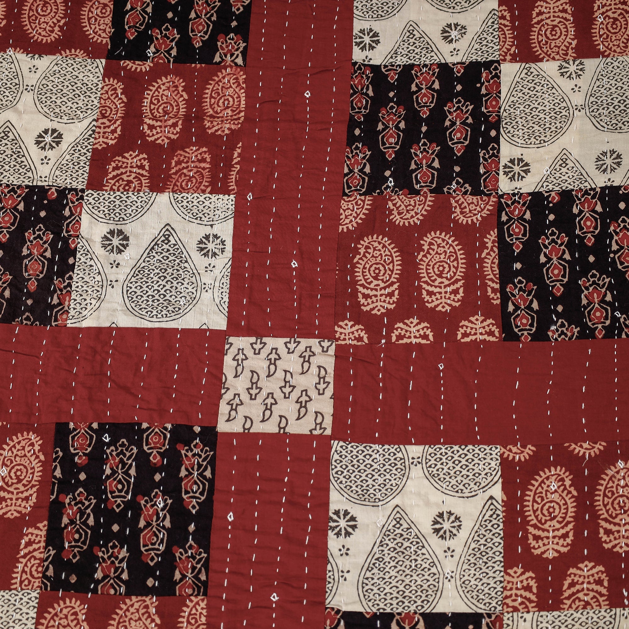  Reversible Ajrakh Printed Patch With Tagai Cotton Gudri / AC Quilt 