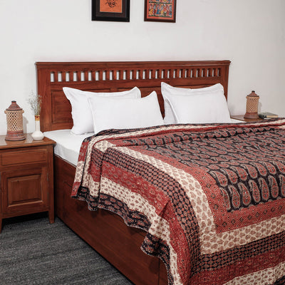  Reversible Ajrakh Printed Patch With Tagai Cotton Gudri / AC Quilt 