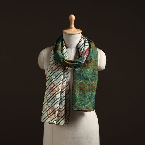 Reversible silk bengal hand kantha stitch stole 125