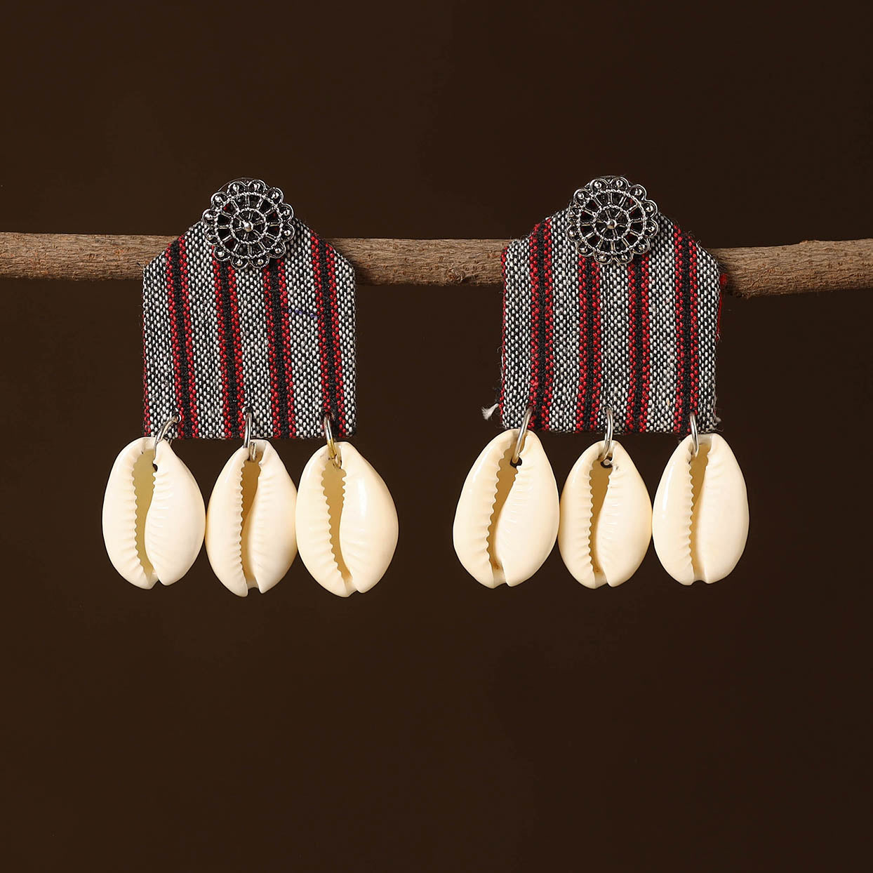 Multicolor - roshni fabart shell work earrings - handcrafted