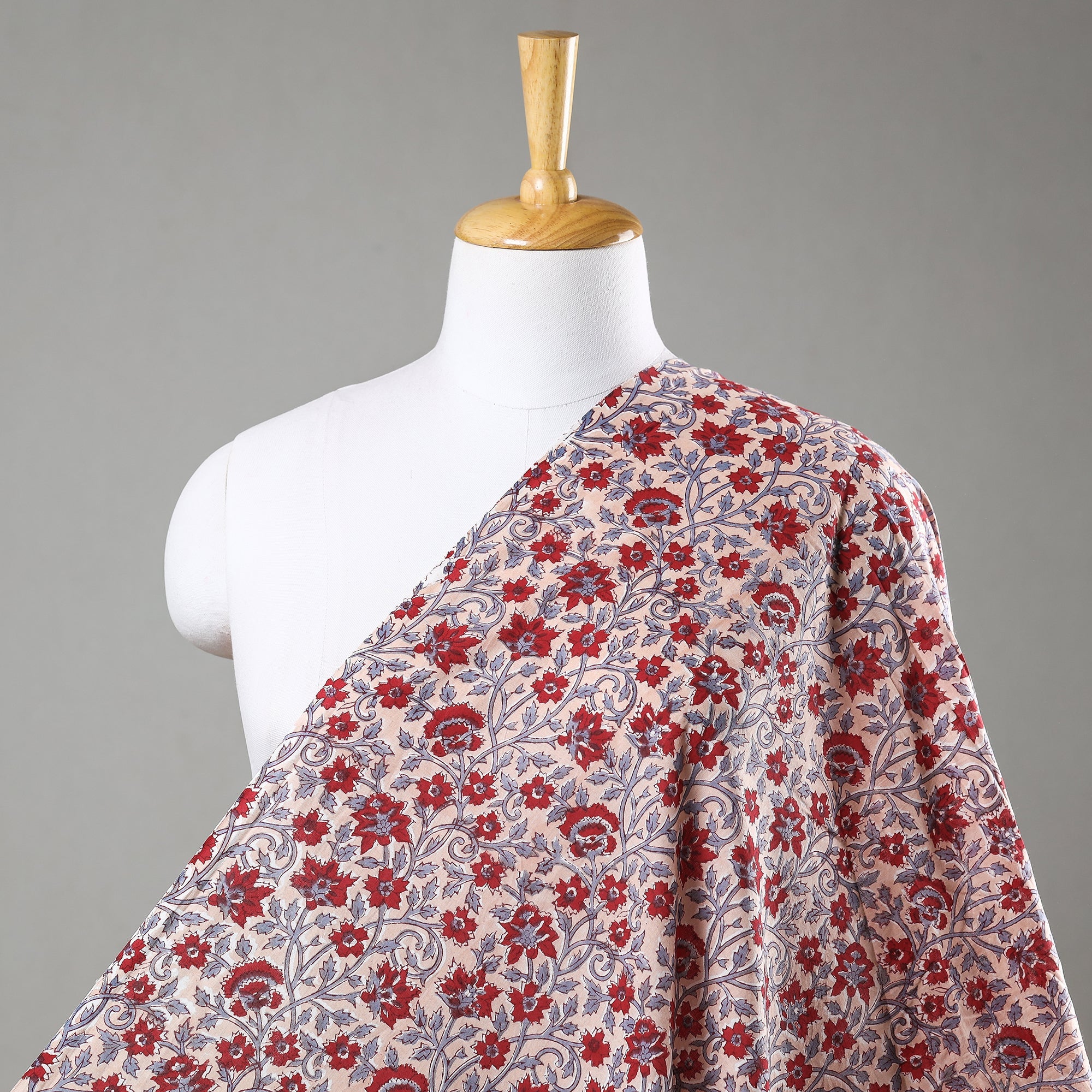 Multicolor - rosy garden sanganeri printed cotton fabric