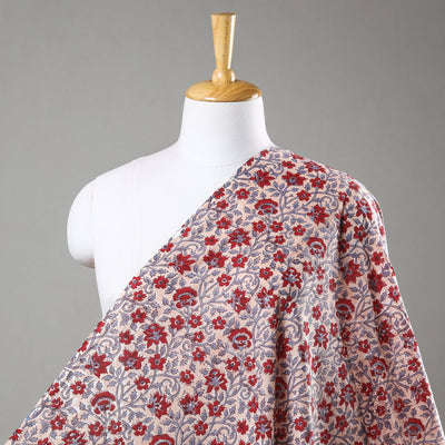 Multicolor - rosy garden sanganeri printed cotton fabric