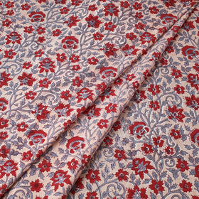 Multicolor - rosy garden sanganeri printed cotton fabric