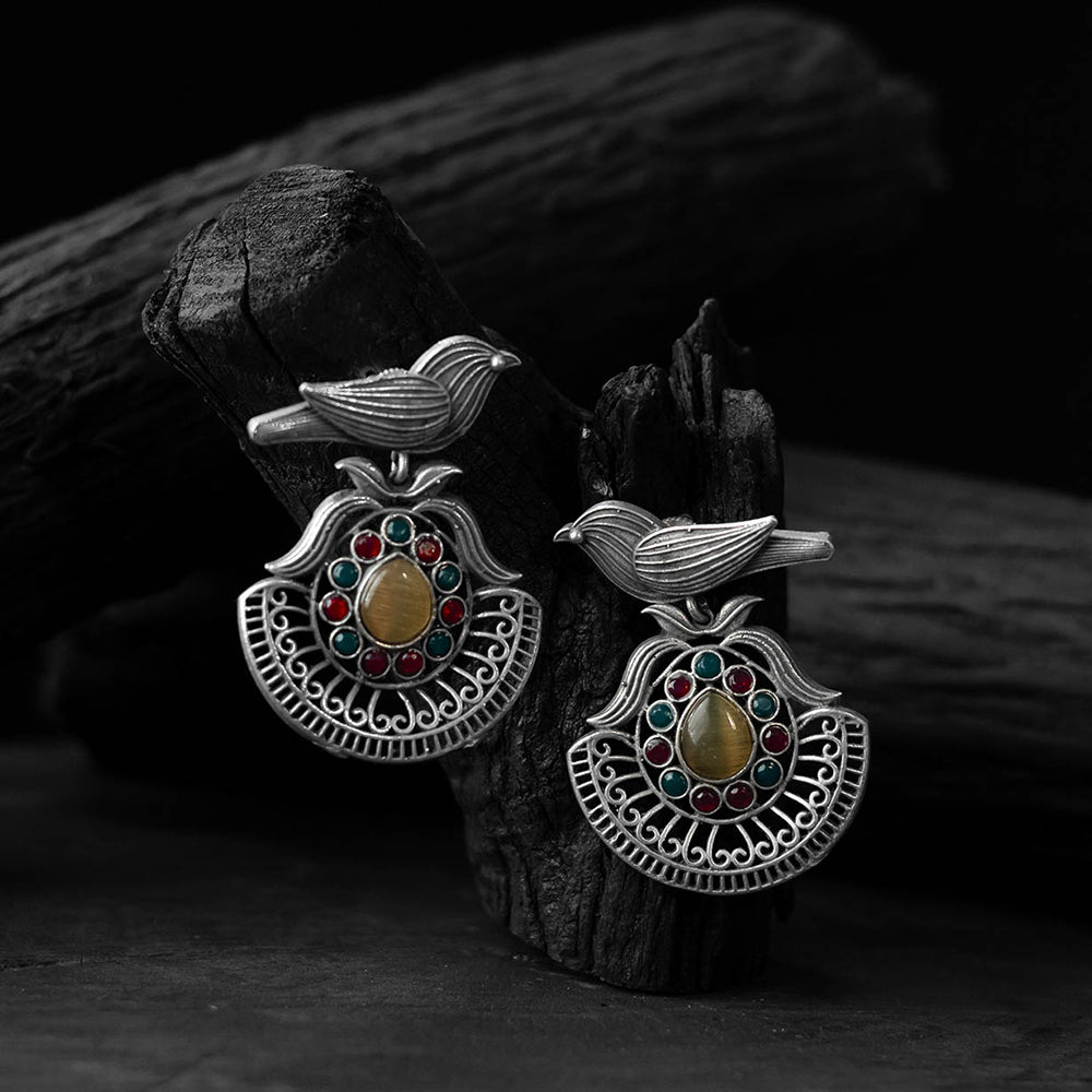 Multicolor - saanjh bela bird motif oxidised earrings