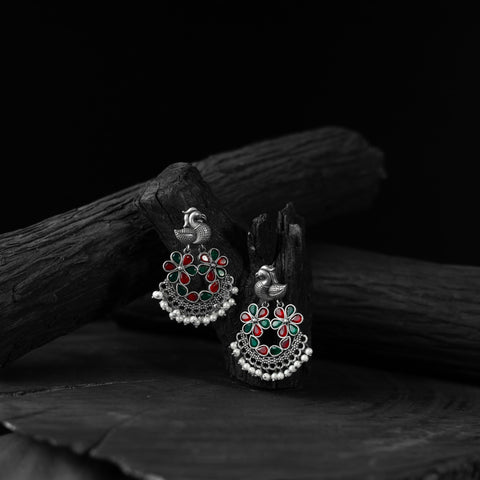 Multicolor - saanjh bela bird oxidised earrings