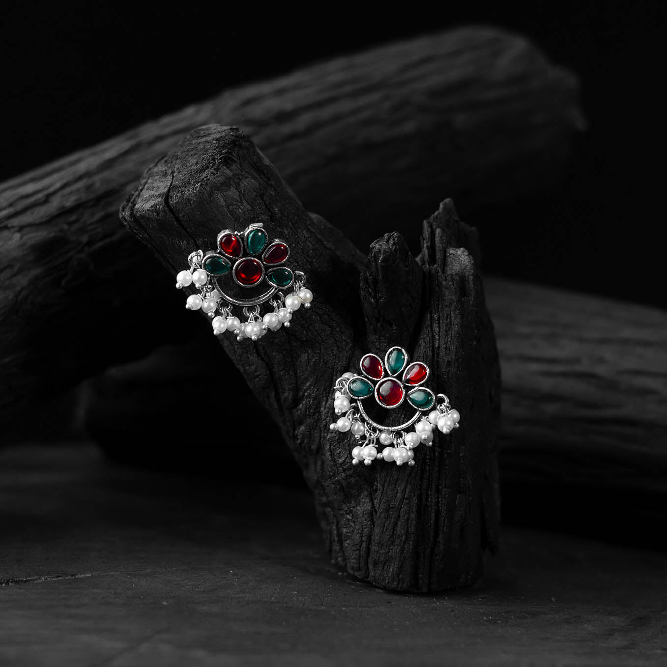 Multicolor - saanjh bela bloom oxidised earrings
