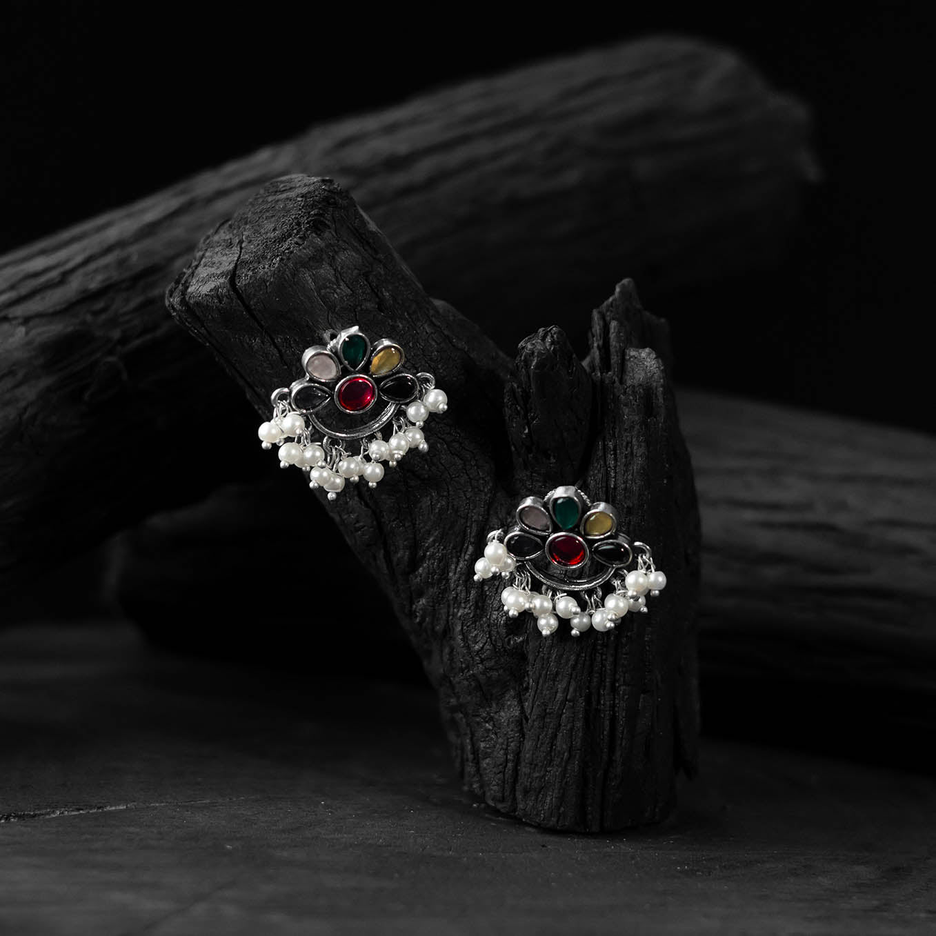 Multicolor - saanjh bela bloom oxidised earrings
