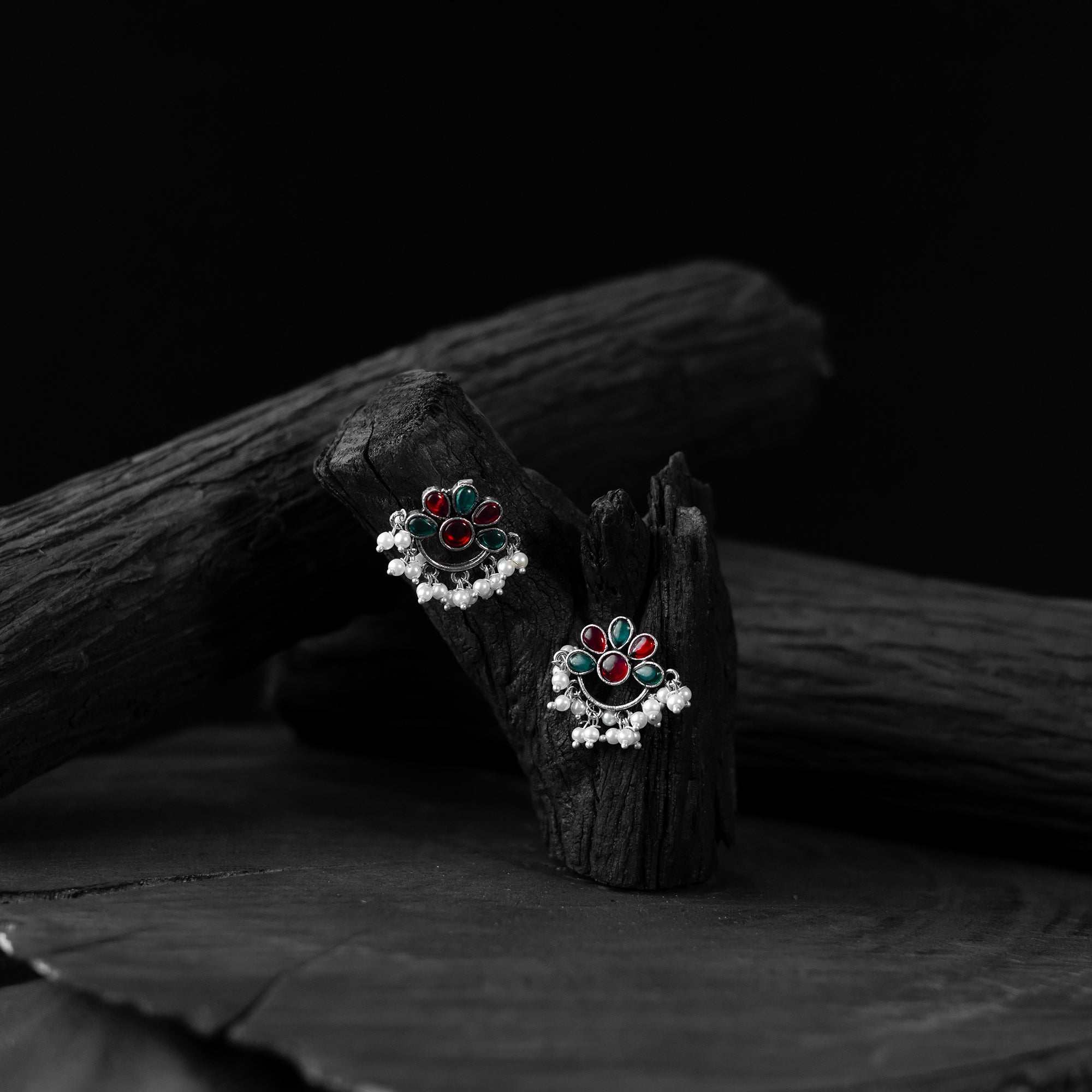 Multicolor - saanjh bela bloom oxidised earrings