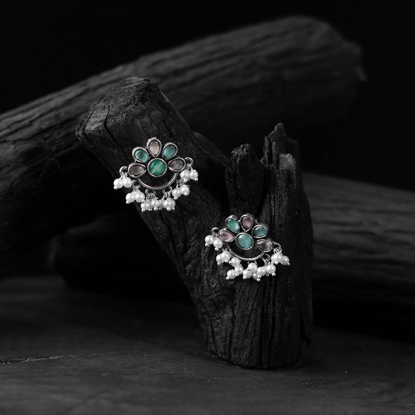 Multicolor - saanjh bela bloom oxidised earrings