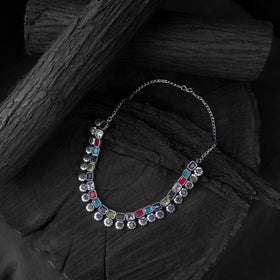 Multicolor - saanjh bela blossom oxidised necklace set