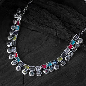 Multicolor - saanjh bela blossom oxidised necklace set